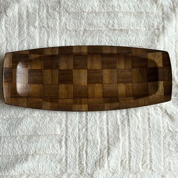 Weavewood Mid Century Vintage Walnut Platter Serving Tray 16"‎ X 6.5" MCM - Picture 1 of 5